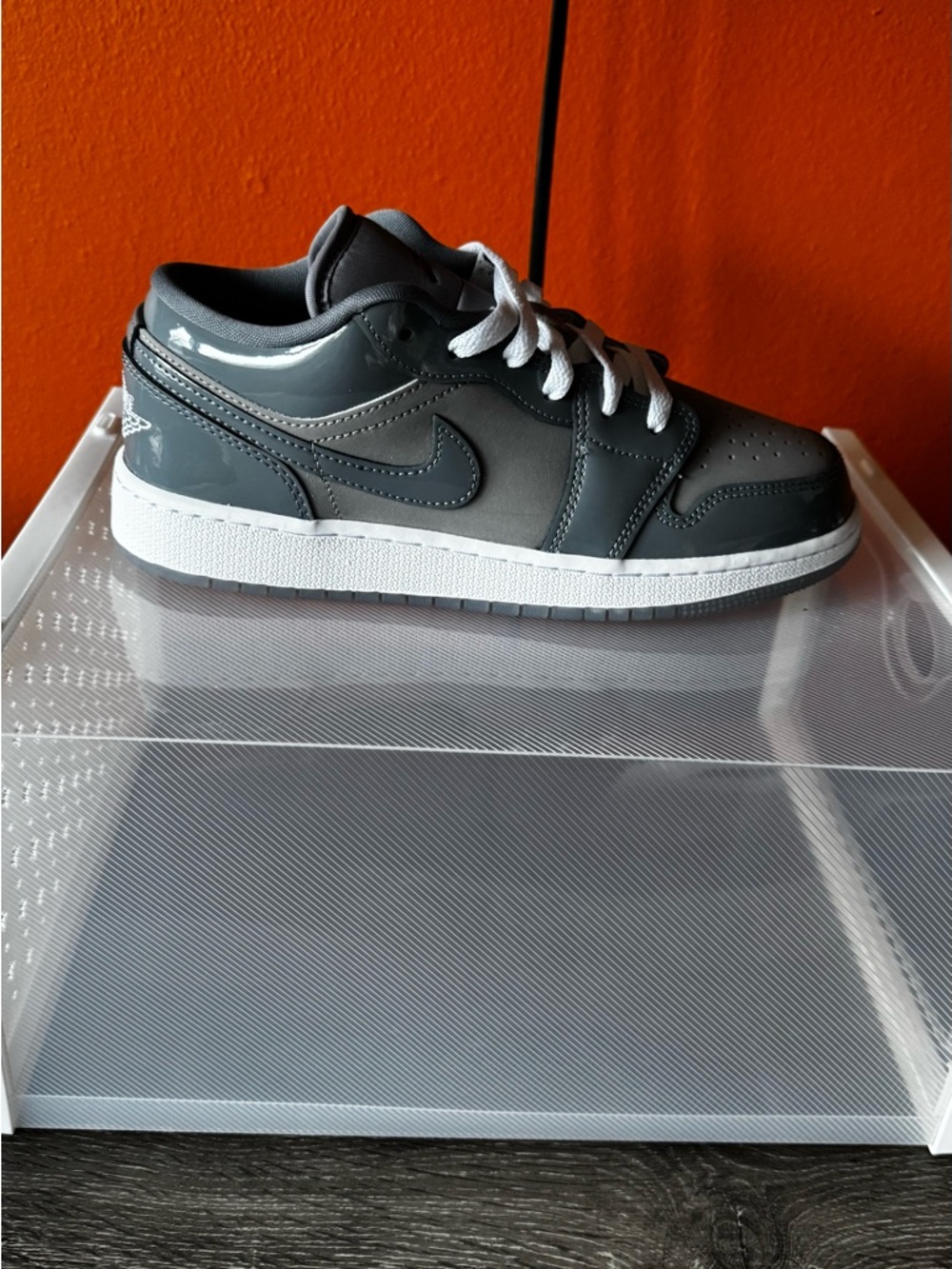 Jordan Low-Top Sneaker in Dark Gray and White